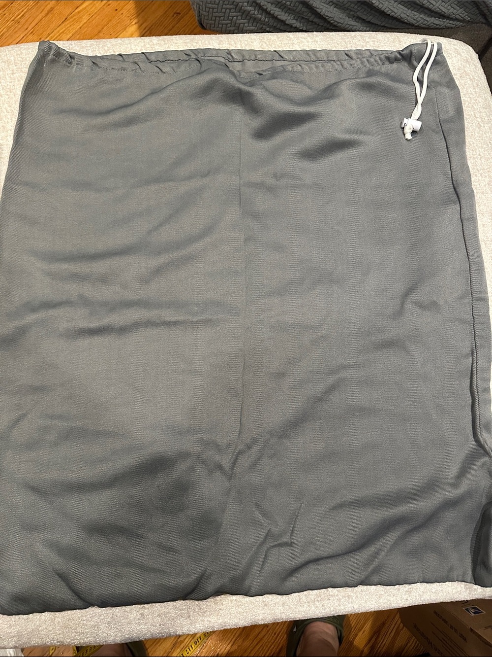 Gray Garment Storage Bag with Drawstring Closure